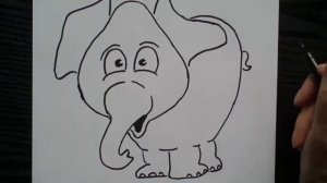 How to Draw a Cute Elephant. Уроки рисования : слоненок из мультика.