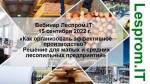 «Как организовать эффективное производство? Решение для малых и средних лесопильных предприятий»