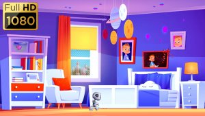 Анимационный фон "В комнате мальчика". Cartoon background "Boys room".
