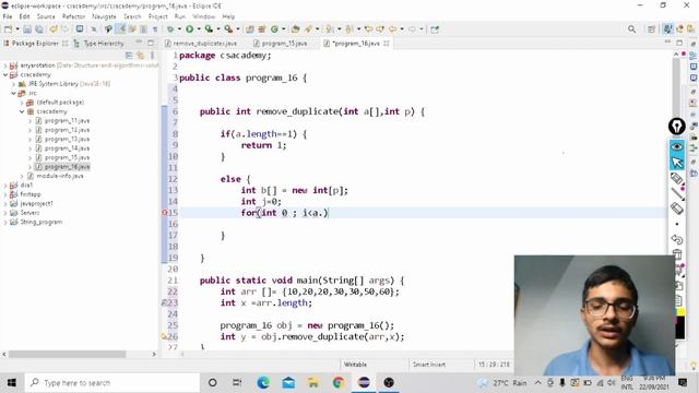 Remove Duplicate elements in Array | Java Practice program