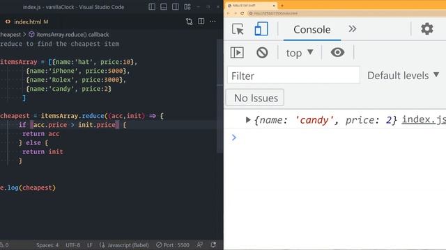 JS - Find Cheapest item in Array [reduce]
