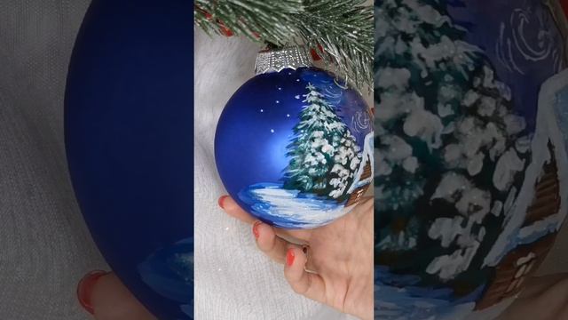 Арт. Л89  Шар с ручной росписью 100 мм «Серебряное копытце»