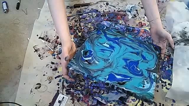 Abstract Fluid Acrylic Painting Pouring Technique HD смотреть онлайн