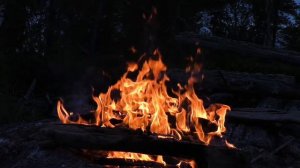 Расслабляющие звуки костра у лесной реки | Костёр в ночном лесу и течение реки для расслабления
