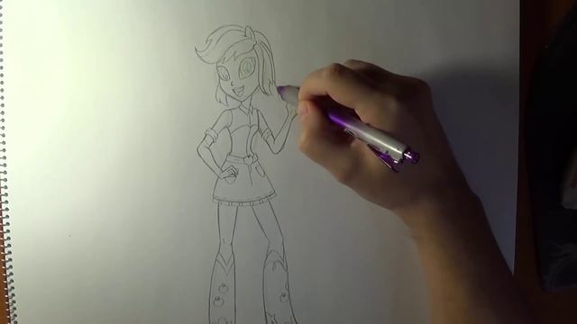 How to draw my little pony equestria girls Applejack, как нарисовать пони смотреть онлайн