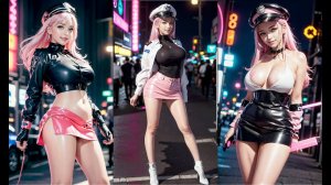Ai Art Girls. Девушки в ярко-розовой полицейской форме