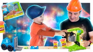 Стройка Play Doh! Как сделать кучу кирпичей и управлять погрузчиком? #плейдо #стройка #дети #playdoh