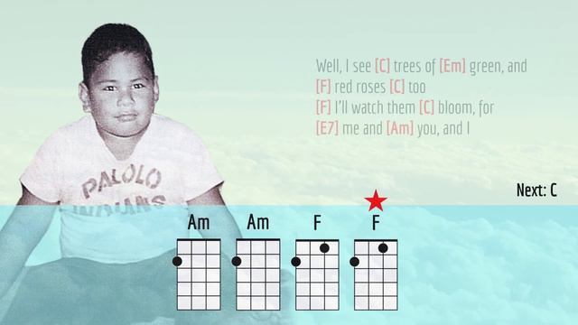 SOMEWHERE OVER THE RAINBOW / WHAT A WONDERFUL WORLD - ISRAEL KAMAKAWIWO'OLE - UKULELE PLAY ALONG смотреть онлайн