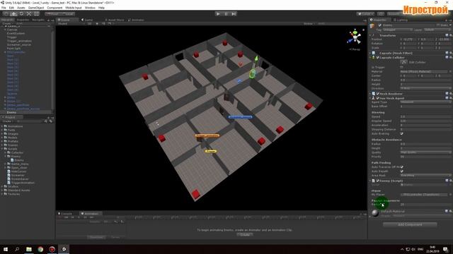 Враг в Unity 5,nav mesh agent,как создать игру,канал Игрострой смотреть онлайн