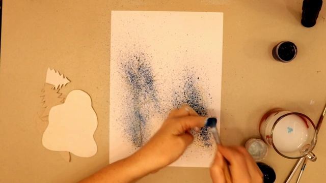 КАК НАРИСОВАТЬ ЗИМУ❄️Техника набрызг?️Урок рисования ?