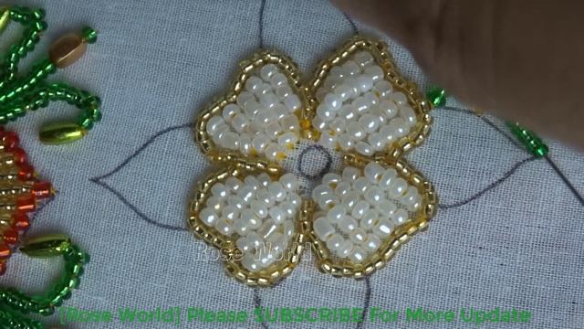 hand embroidery beads flower design tutorial,beads work for dress