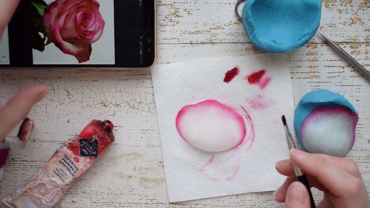 Роза Карусель из холодного фарфора . Тонировка лепестка смотреть онлайн