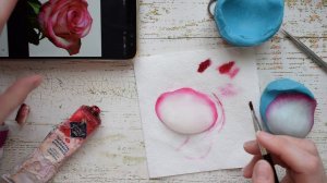 Роза Карусель из холодного фарфора . Тонировка лепестка