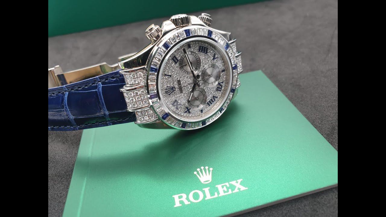 Обзор часов Rolex Cosmograph Daytona Pave Diamond Dial 40 mm 116519 CUSTOM смотреть онлайн