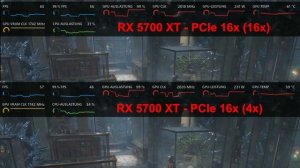 PCIe 16x (16x) vs. PCI 16x (4x) AMD RX 5700 XT - Time Spy Benchmark