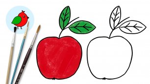 Как нарисовать Яблоко для детей / Простые Рисунки и раскраски малышам / Мультик раскраска