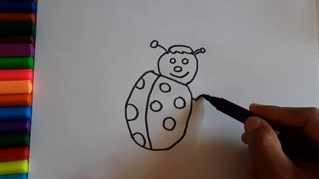 Draw a Ladybuj. Нарисуйте красную божью коровку для детей. смотреть онлайн