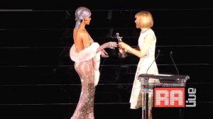 Rihanna Sheer Nude Dress Red Carpet + Interview Fashion Icon Award