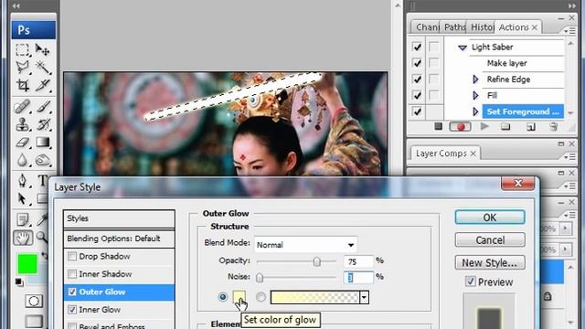 Photoshop CS3 tutorial, Lightsaber rotoscoping смотреть онлайн