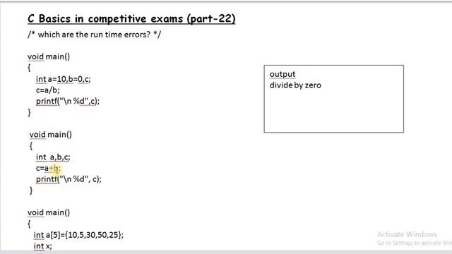 RUN TIME  ERRORS WITH EXAMPLE IN C || C BASIC IN COMPETITIVE EXAMS PART 22 смотреть онлайн
