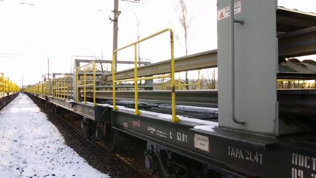 Заполнение сварными рельсами Состава рельсовозного повышенной вместимости РС800/3 смотреть онлайн