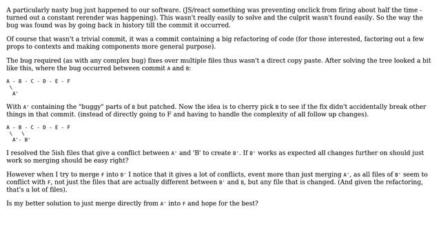 How to easily merge future updates after cherry picking commits. - Or merge a specific commit... смотреть онлайн