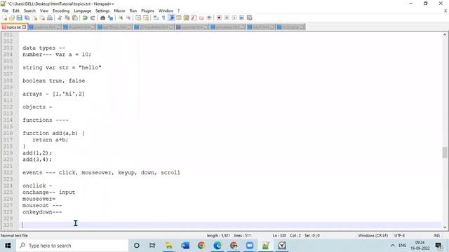Javscript datatypes,string methods,functions, events,string methods, length, slice, substr,substrin