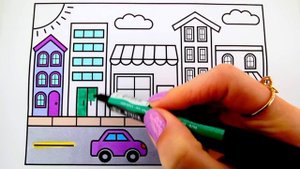 How to Draw a TOWN for Kids ???Town Drawing for Kids | Town Coloring Pages for Kids