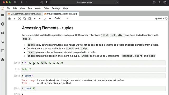 Programming Essentials Python - Overview of Collections - Accessing Elements - tuples