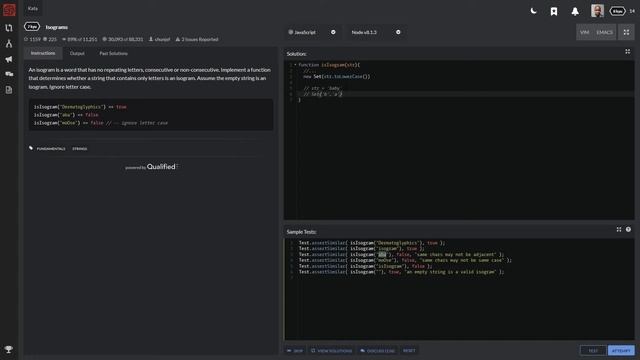 How to determine if String is Isogram using New SET() Method - Codewars JavaScript challenge 2021