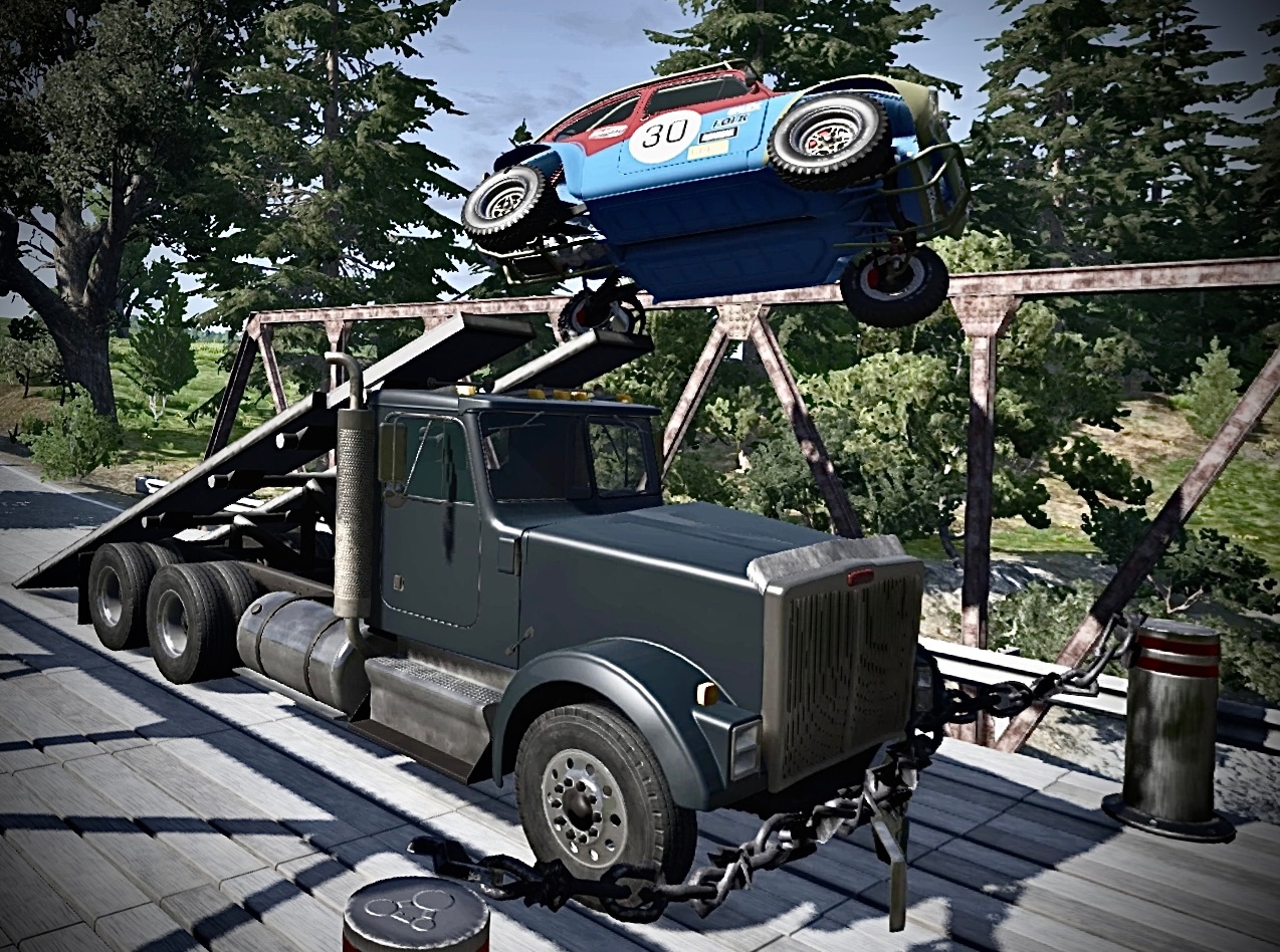 Автомобили врезаются в цепь на мосту в BeamNG Drive смотреть онлайн