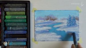 Зимний пейзаж масляной пастелью | Soft oil pastels mungyo