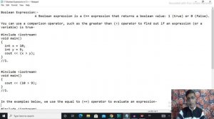 17. Boolean Expression in C++ | C++ language | OOPs language | C++ Programming |