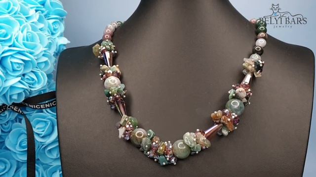 Бусы колье из натуральных камней Микс