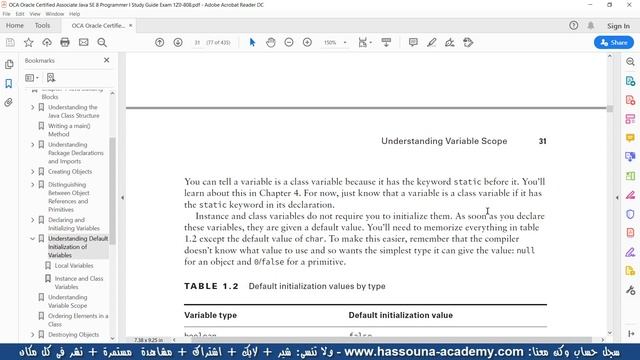 6. JAVA OCA 1Z0 808 Understanding Default Initialization of Variables Scope Chapter1 Building Block