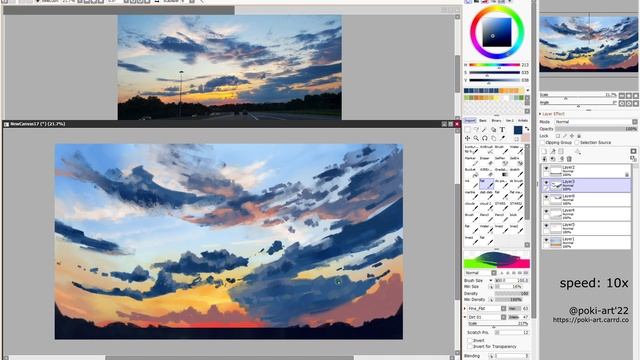 Clouds&sky illustration timelapse - paint tool sai 2 смотреть онлайн