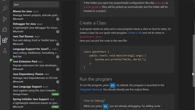 Java in Visual Studio Code (Getting Started)