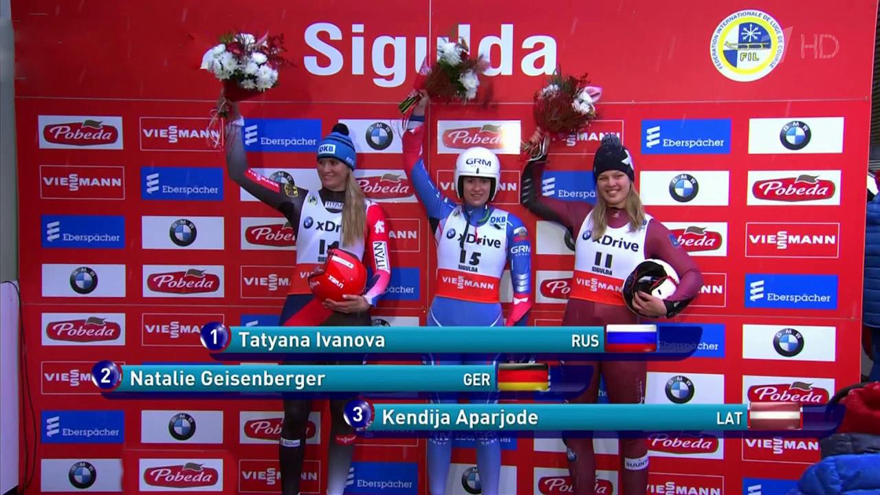 Сборная России заняла первое место в медальном зач...на Чемпионате Европы по санному спорту в Латвии