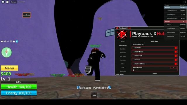BLOX FRUITS SCRIPT ROBLOX - PlayBack x HUB autofarm, esp, killaura смотреть онлайн