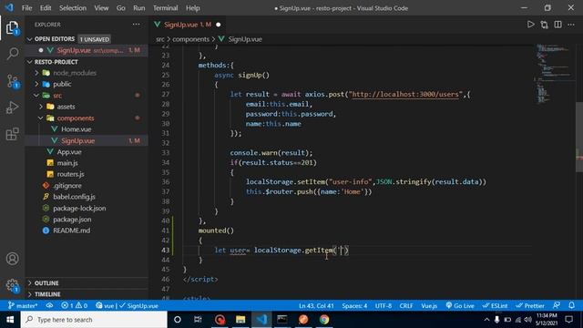 Vue js project #8 Complete Sign Page and Redirections