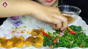 MUKBANG EATING  Traditional Duck Egg with Sauce and Fried Vegetable