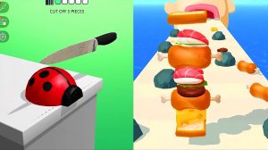 Геймплей игр - Slice Asmr и Sandwich Runner. Прохождение новых уровней