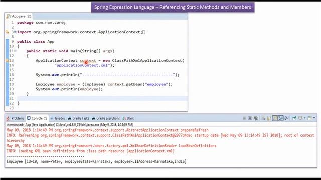 Spring Expression Language: Referencing Static Methods & Members using XML Config | Spring Tutorial