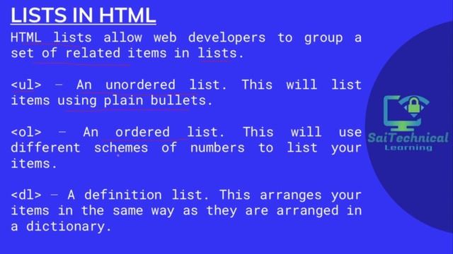 HTML for Beginners #Part3 (Hyper Text Markup Language) HTML Tables and Lists