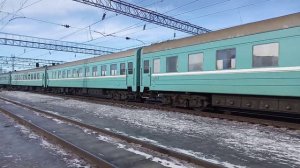 Тепловоз тэ33а-0190 с поездом 83 Караганда Москва Отправляется с первого пути станции Кокшетау