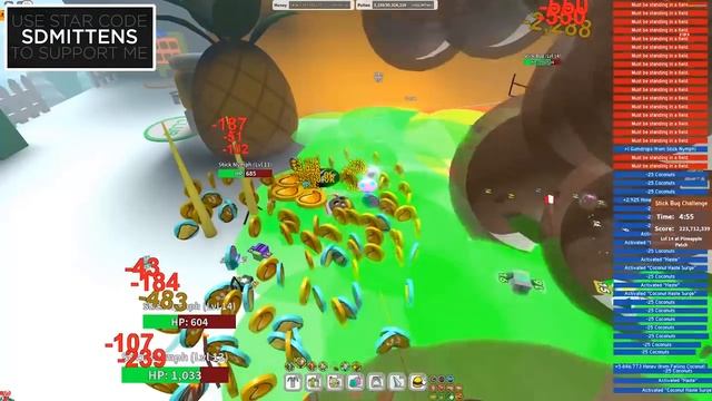 Killing Stick Bug With 100 Million Coconuts! Bee Swarm Simulator смотреть онлайн