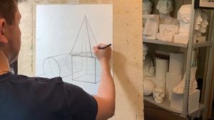 Академический рисунок. Натюрморт из 3-х геометрических тел