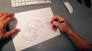 Pencil Sketching cartoon video -  in real time step by step with action camera