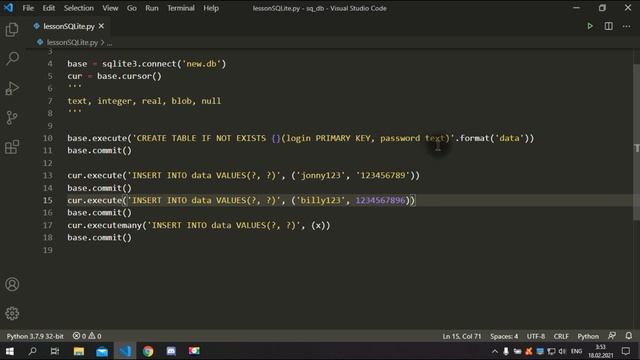 Python база данных SQLITE 3 Создание таблиц, sql запросы INSERT, SELECT, UPDATE, DELETE.mp4