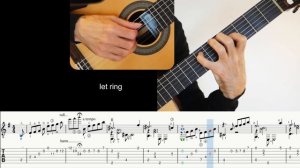 The shadow of your smile (J. Mandel), Guitar lesson, sheet and Tab